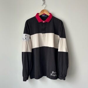 Vintage Polo Ralph Lauren Rugby Shirt Men’s XL Colorblock Stripe Crest Patch 90s